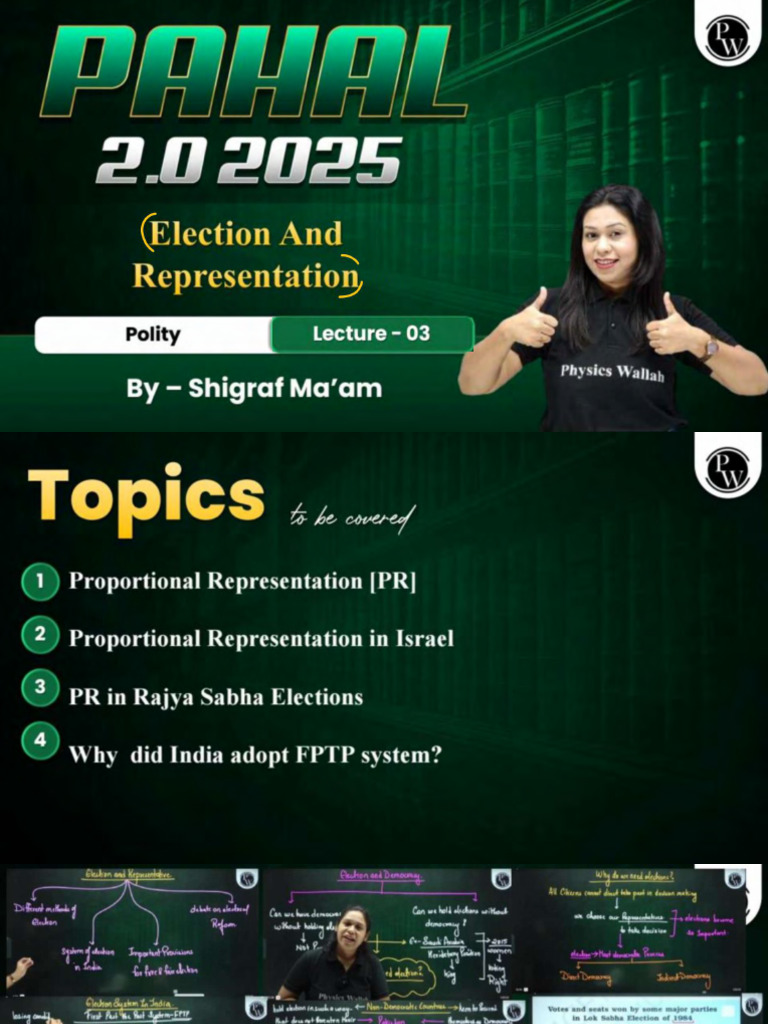 Election and Representation 03 - Class Notes - Pahal 2.0 2025 | PDF