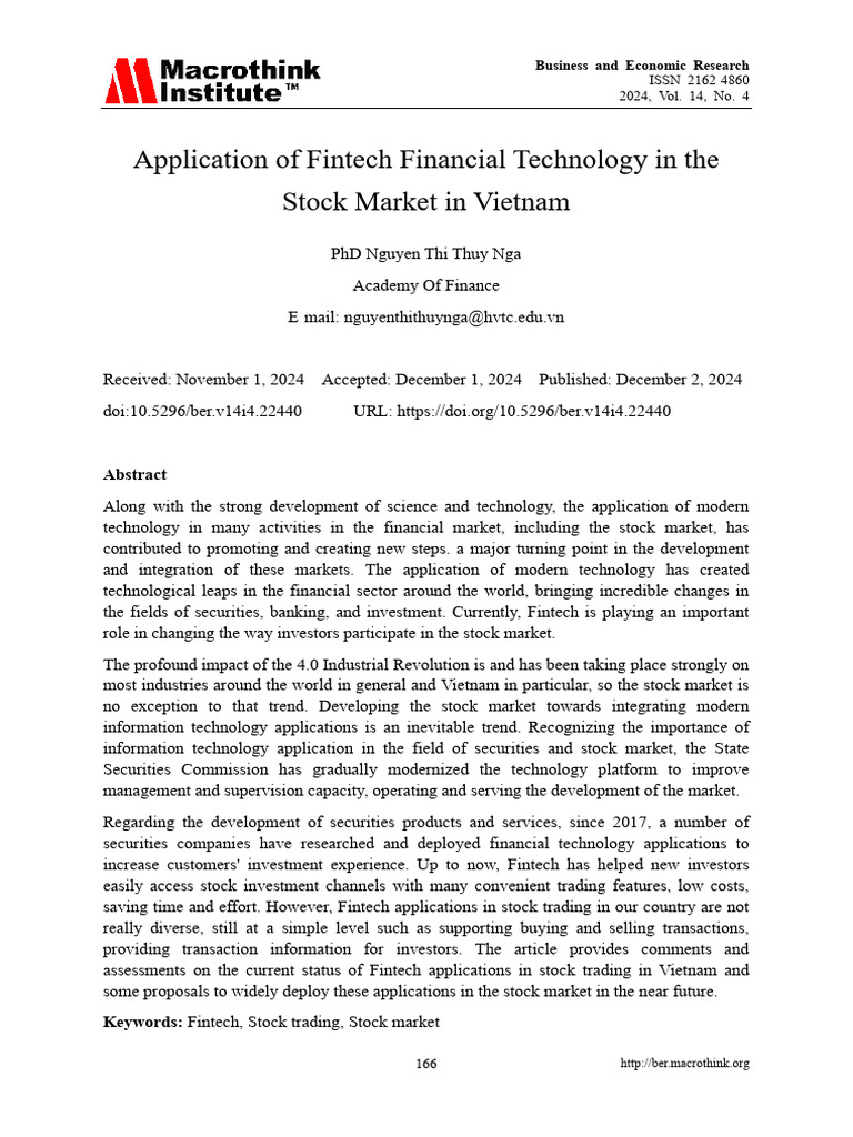Fintech's Impact on Vietnam's Stock Market | PDF | Investing ...