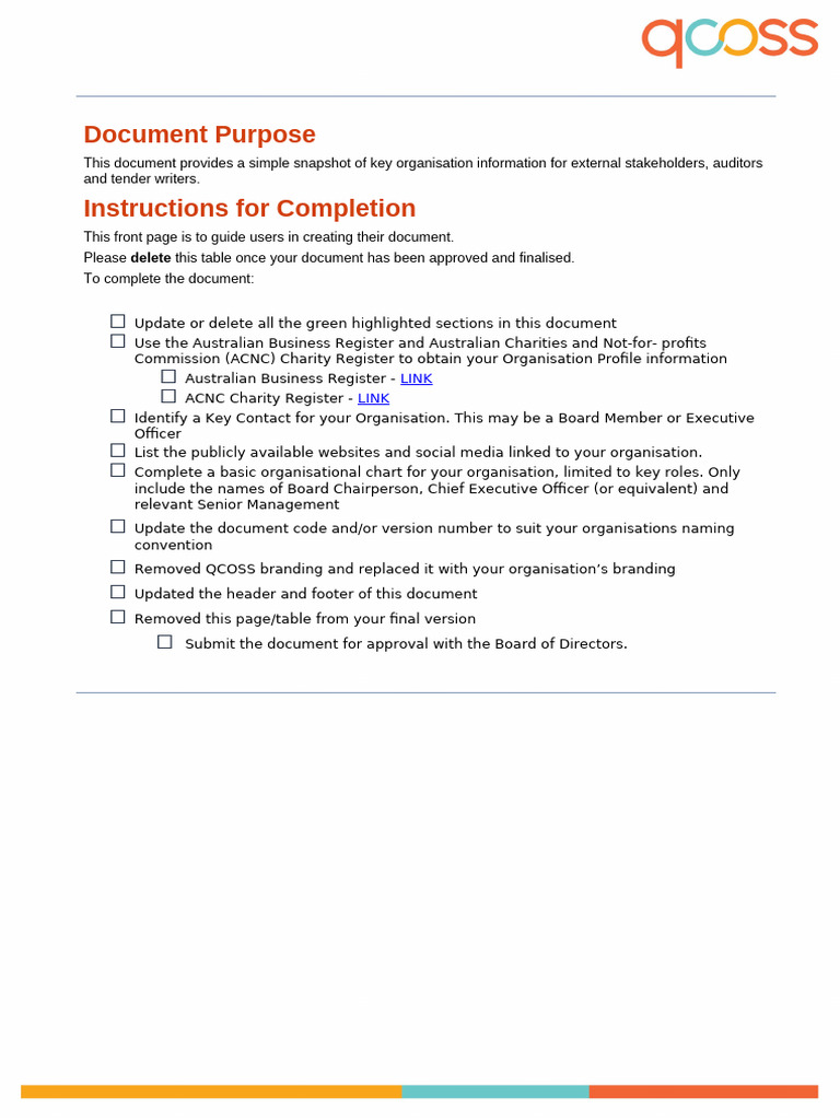 Organisation Profile Template Guide | PDF | Charitable Organization ...