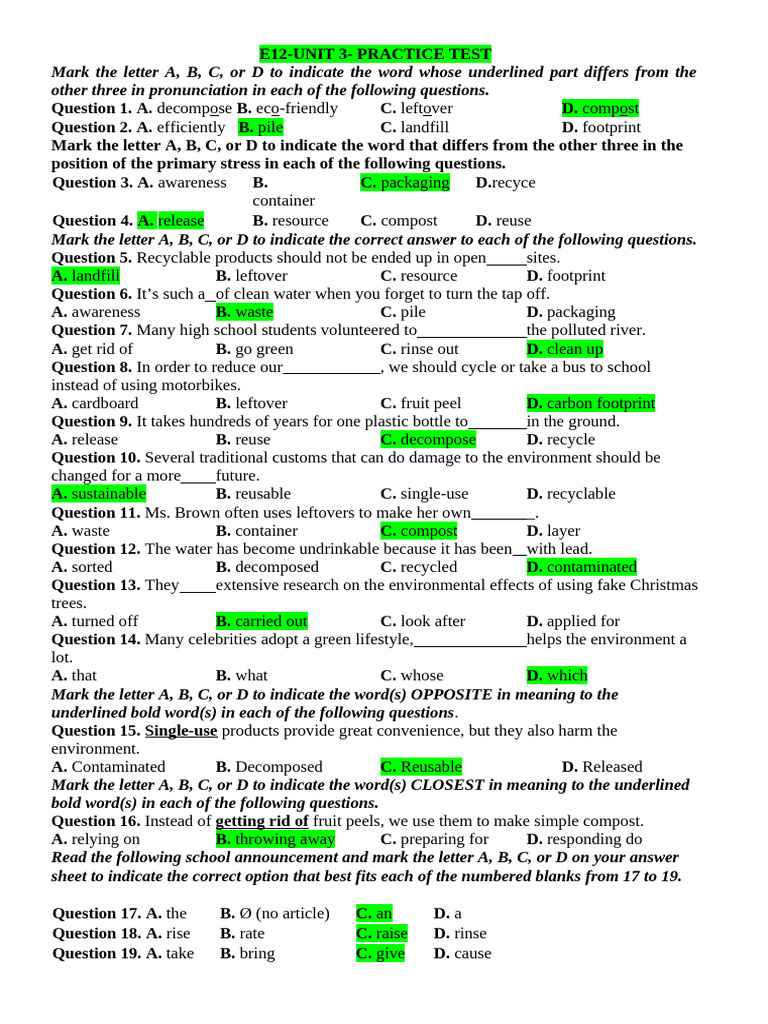 Gv unit 3 green living global success pdf reuse recycling
