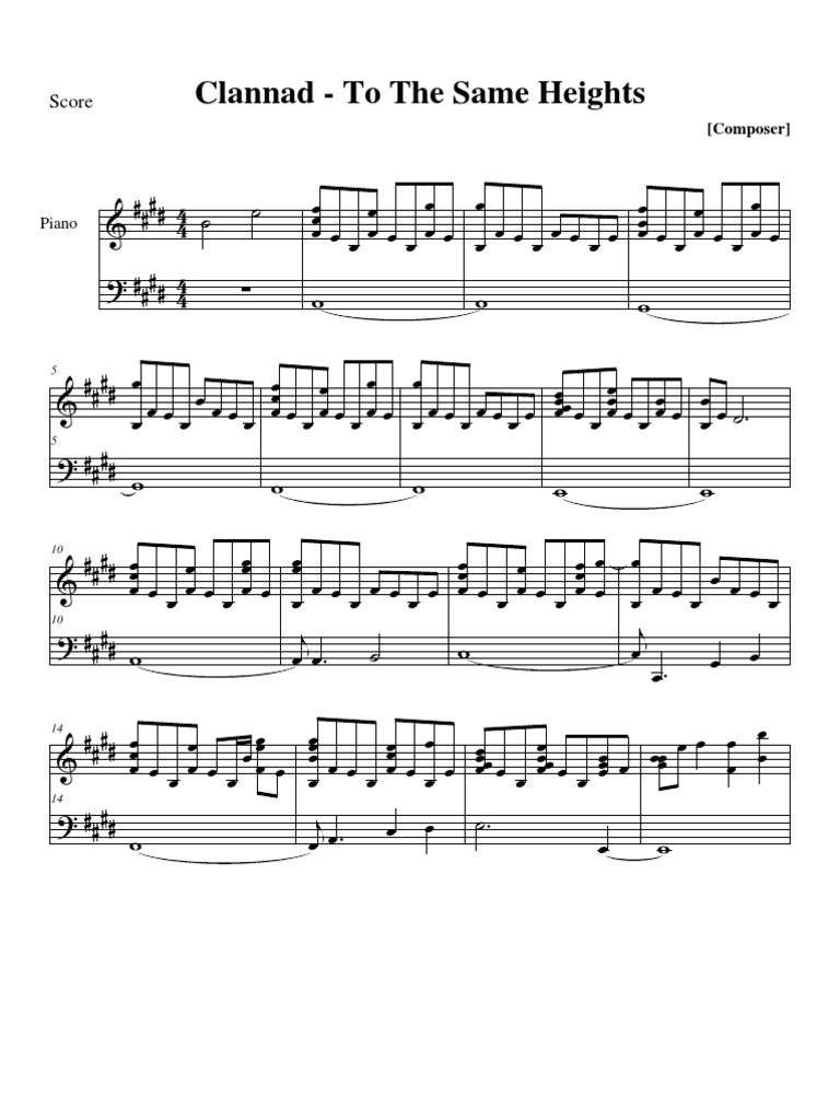 Clannad Anime Piano Sheet Music