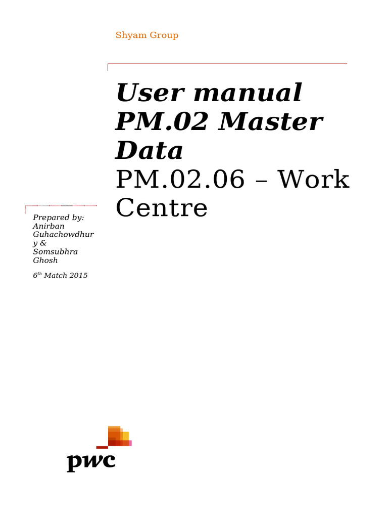 User Manual - PM.02.06 - Work Center | PDF | Menu (Computing) | Computing