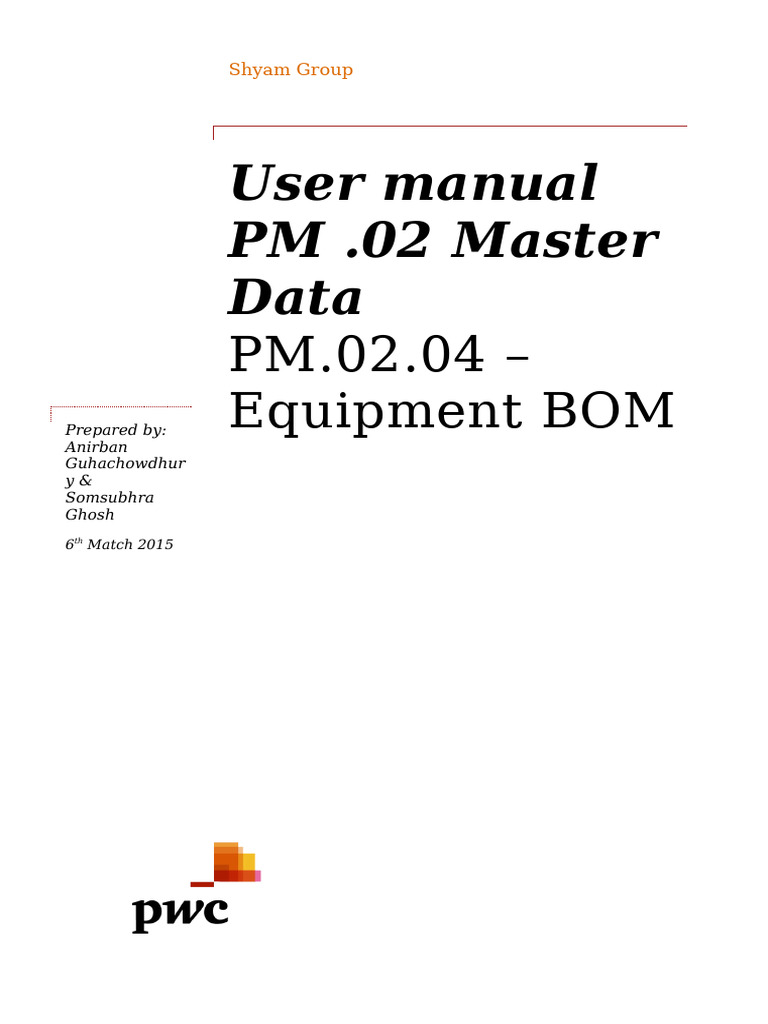 User Manual - PM.02.04 - Equipment BOM | PDF | Computing | Software