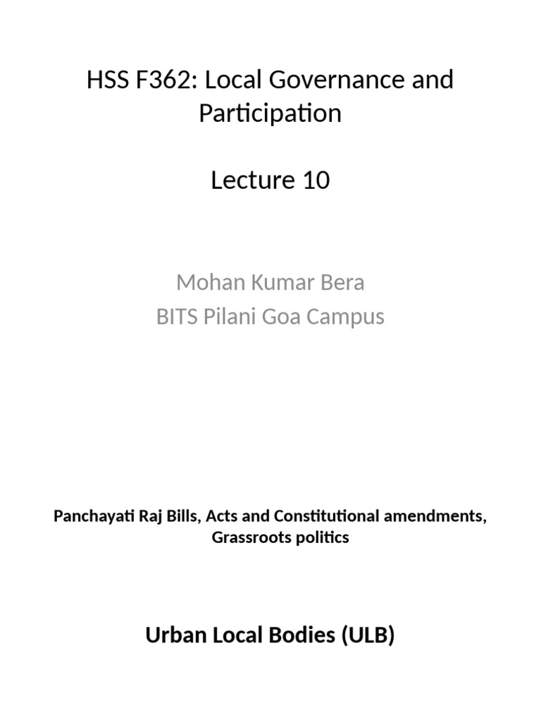 Understanding Urban Local Bodies (ULB) | PDF | Government | Governance