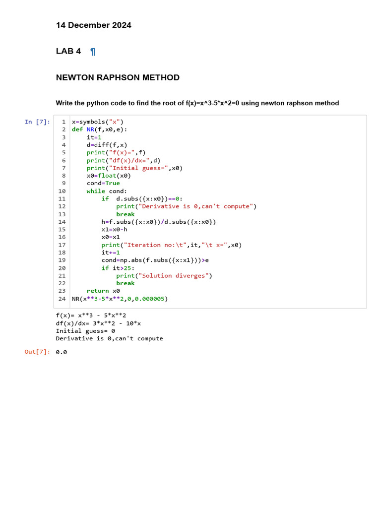 Python Newton Raphson Method Examples | PDF | Theoretical Computer ...