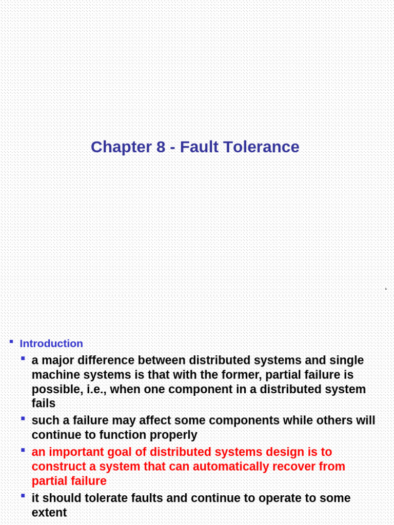 Fault Tolerance in Distributed Systems | PDF | Transmission Control ...