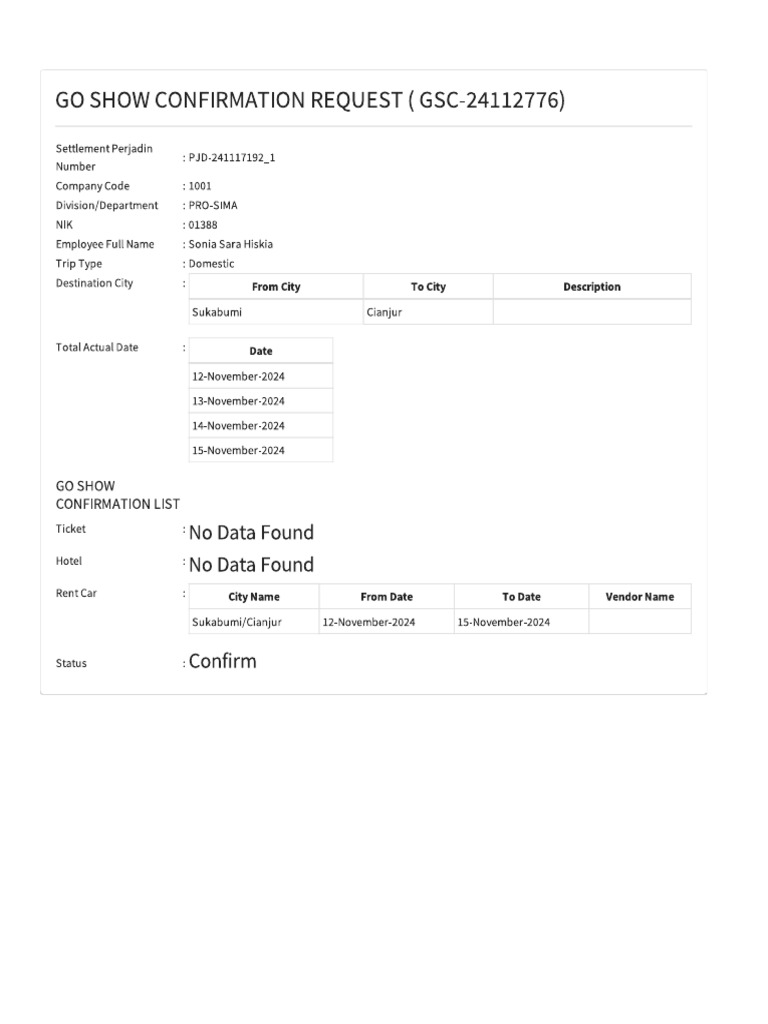 Go Show Confirmation | PDF