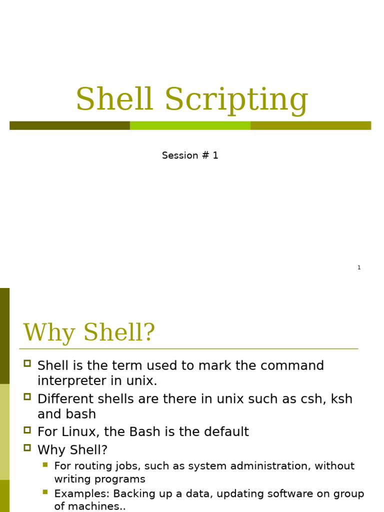 Introduction to Shell Scripting - Session 1 | PDF | Computer ...