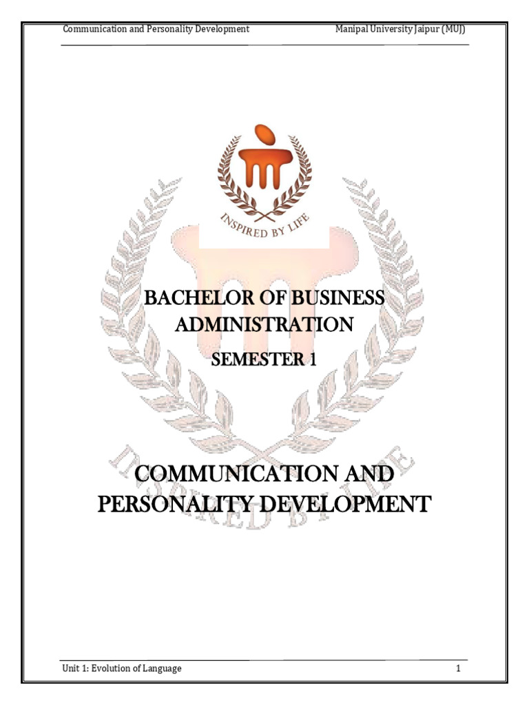 Communication And Personality Development Unit 1 V1 Pdf English