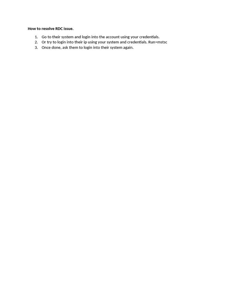 How To Resolve RDC Issue | PDF