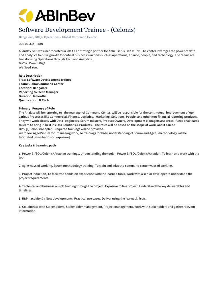 Software Development Trainee Role | PDF