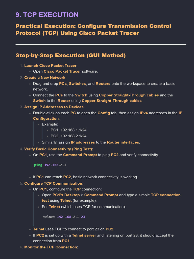 TCP Setup Guide for Cisco Users | PDF | Transmission Control Protocol ...