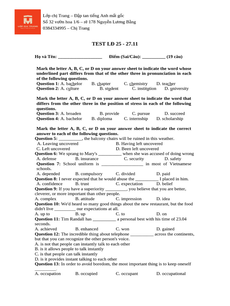 Điểm Thi Trường Huỳnh Mẫn Đạt Kiên Giang | PDF