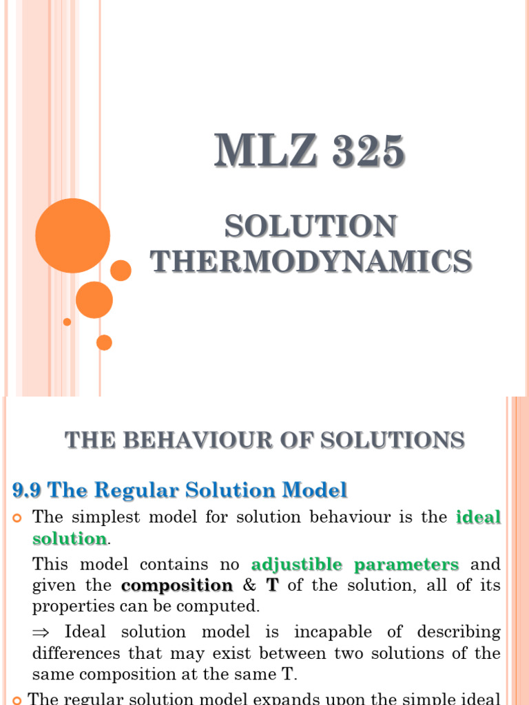 MLZ 325 - Solution Thermodynamics - Chapter 9 - Part 4 - Solution ...