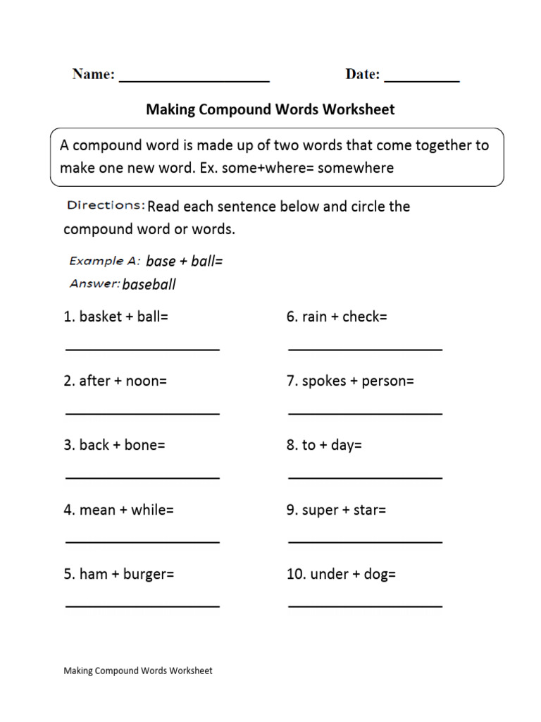 Compound Words Worksheet Guide | PDF