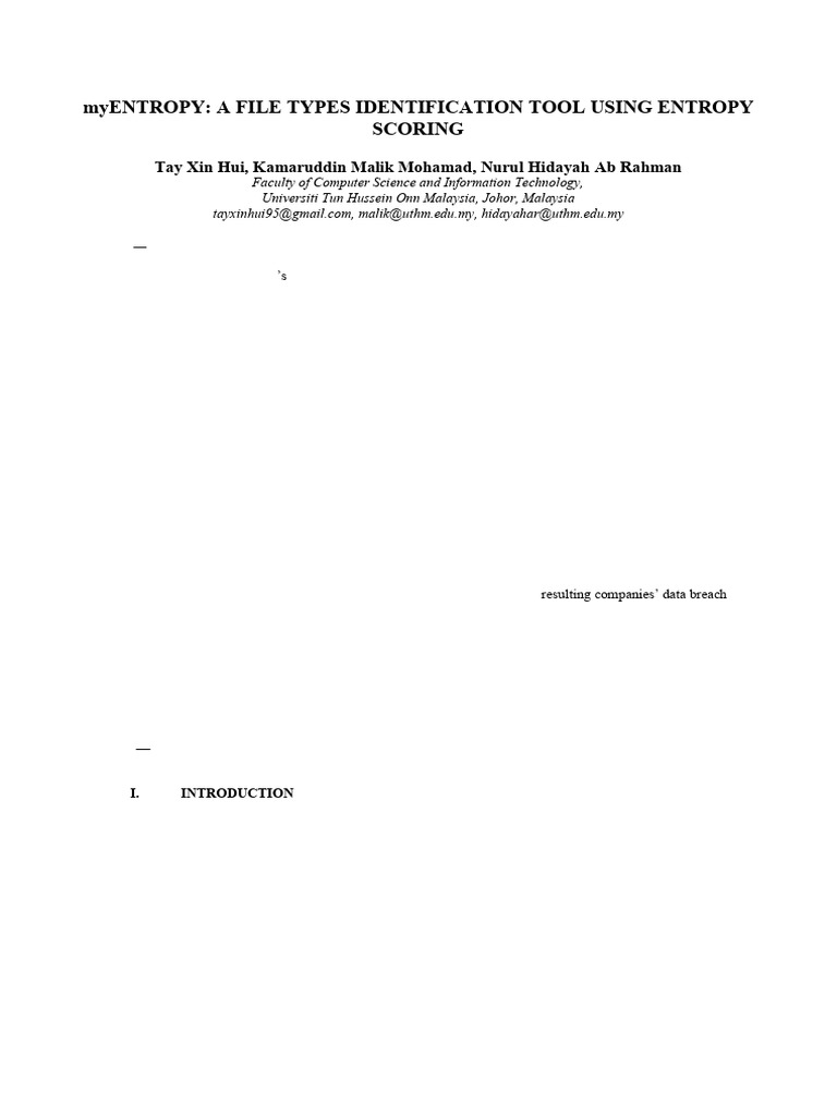 myEntropy File Type Identification using Entropy Scoring | PDF ...