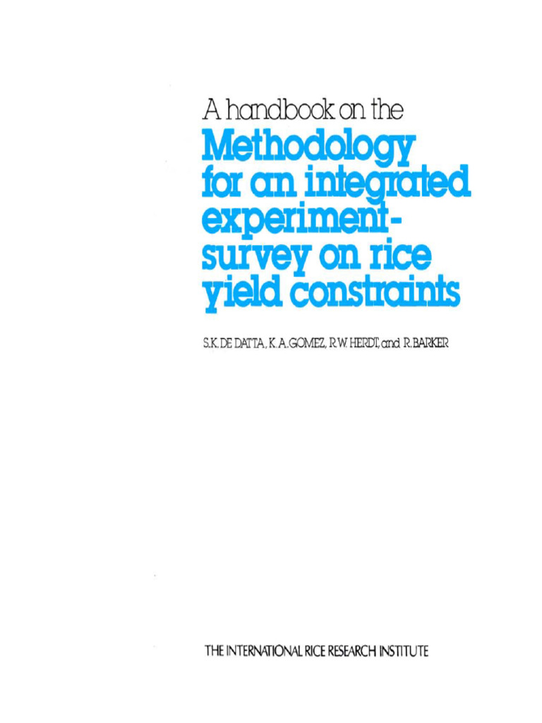 Rice Yield Constraints Methodology Guide | PDF | Experiment | Survey ...