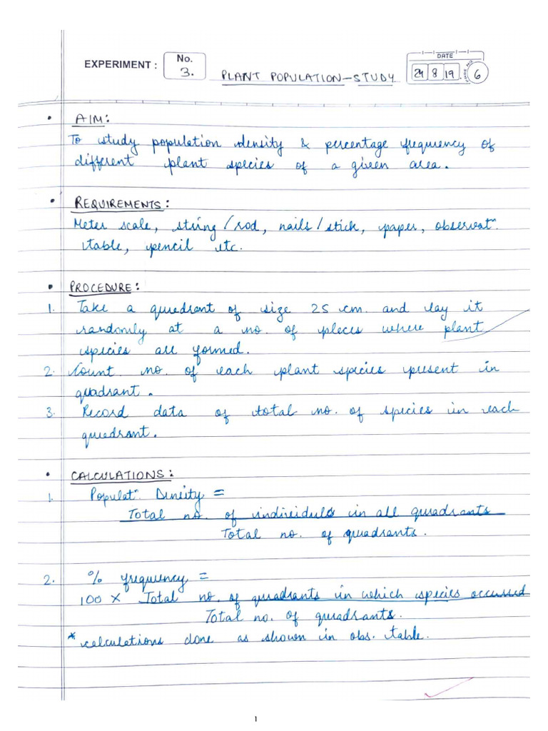 Biology Practical No. 10 Quadrant | PDF