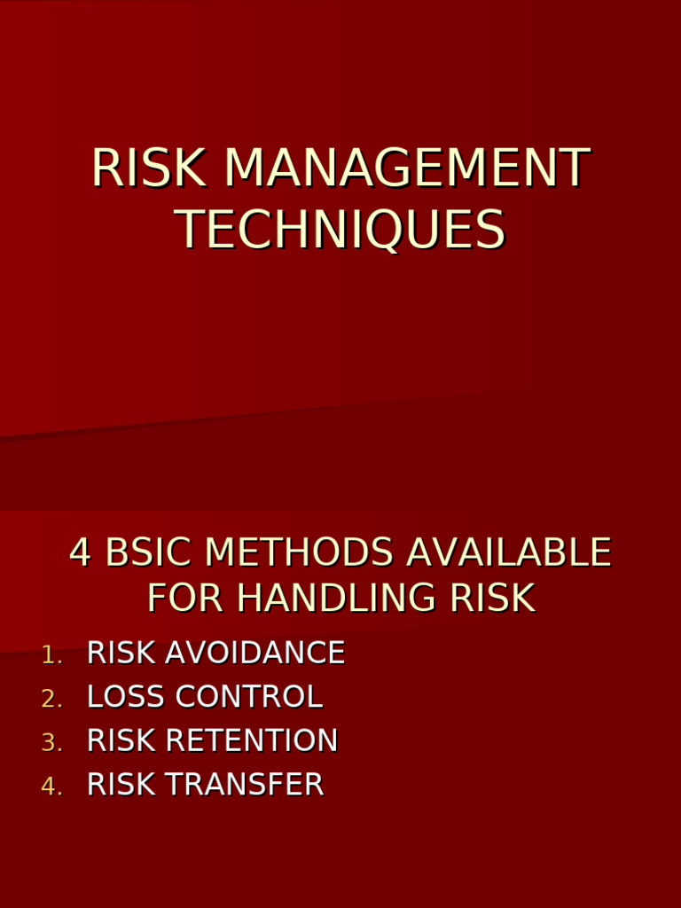 Risk Management Techniques | PDF | Risk | Risk Management