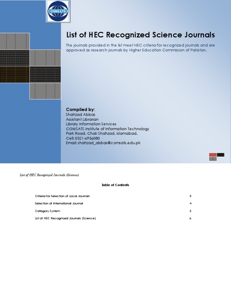 List of HEC Recognized Science Journals | PDF | Academic Journal | Academia
