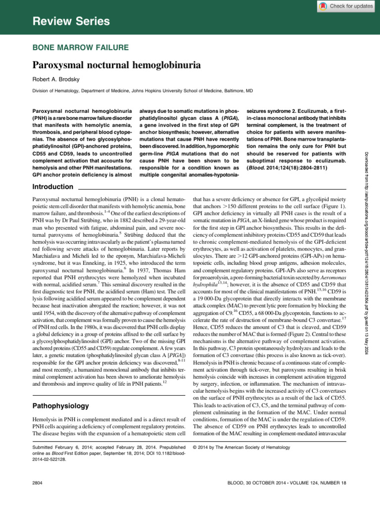2014 Paroxysmal nocturnal hemoglobinuria | PDF | Complement System ...