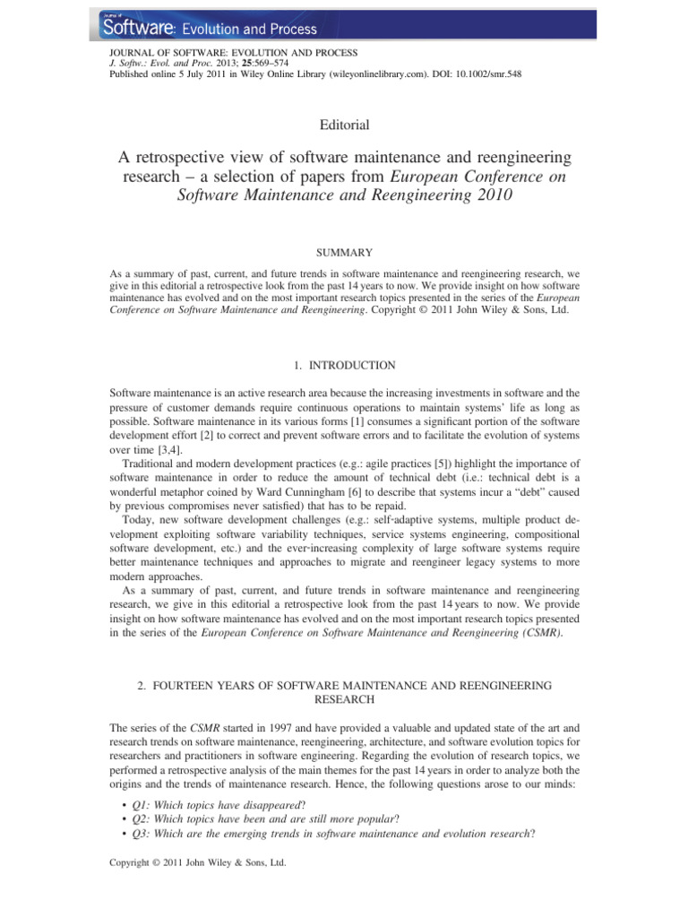 J Software Evolu Process - 2011 - Capilla - A Retrospective View of ...