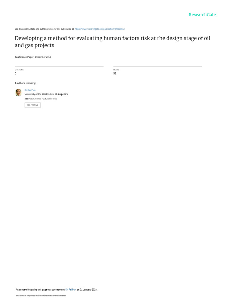 Evaluating Human Factors in Oil & Gas Design | PDF | Risk | Human ...
