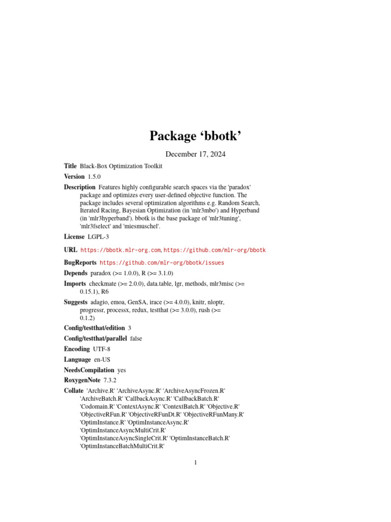 Black-Box Optimization Toolkit 1.5.0 | PDF | Mathematical Optimization ...