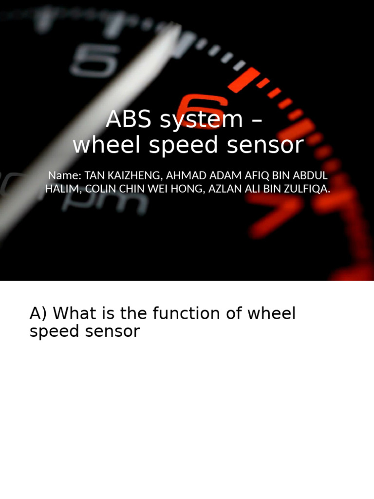 ABS Wheel Speed Sensors & F1 Brakes | PDF | Anti Lock Braking System ...