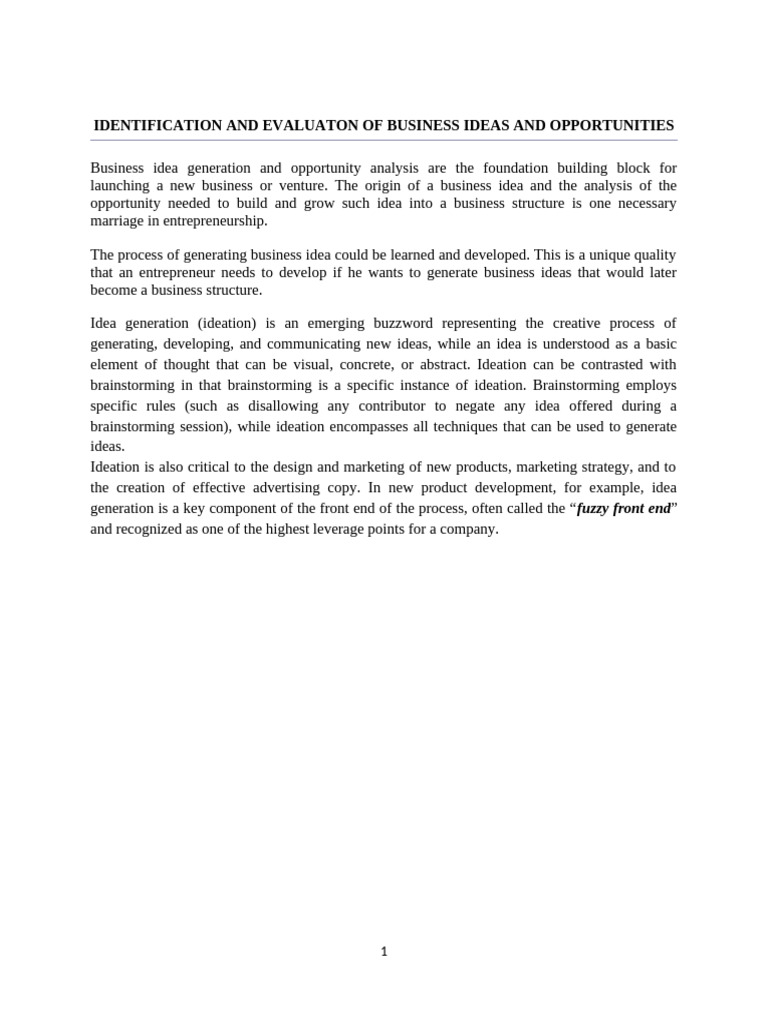 Business Idea Generation Strategies | PDF | Brainstorming ...