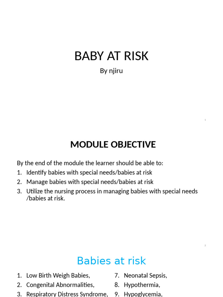 Managing High-Risk Infants: Care Guide | PDF | Low Birth Weight ...