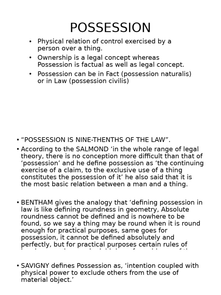 Understanding Possession in Law | PDF | Possession (Law) | Justice