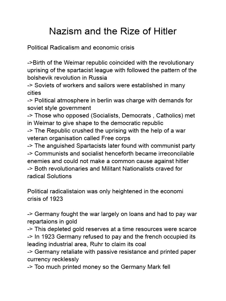 The Rise of Nazism and Hitler's Power | PDF | Nazi Germany | Adolf Hitler