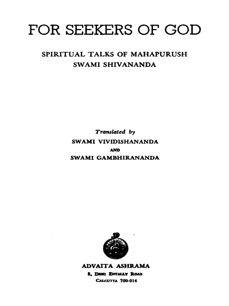 For Seekers of God - Talks of Mahapurush Swami Shivananda | PDF