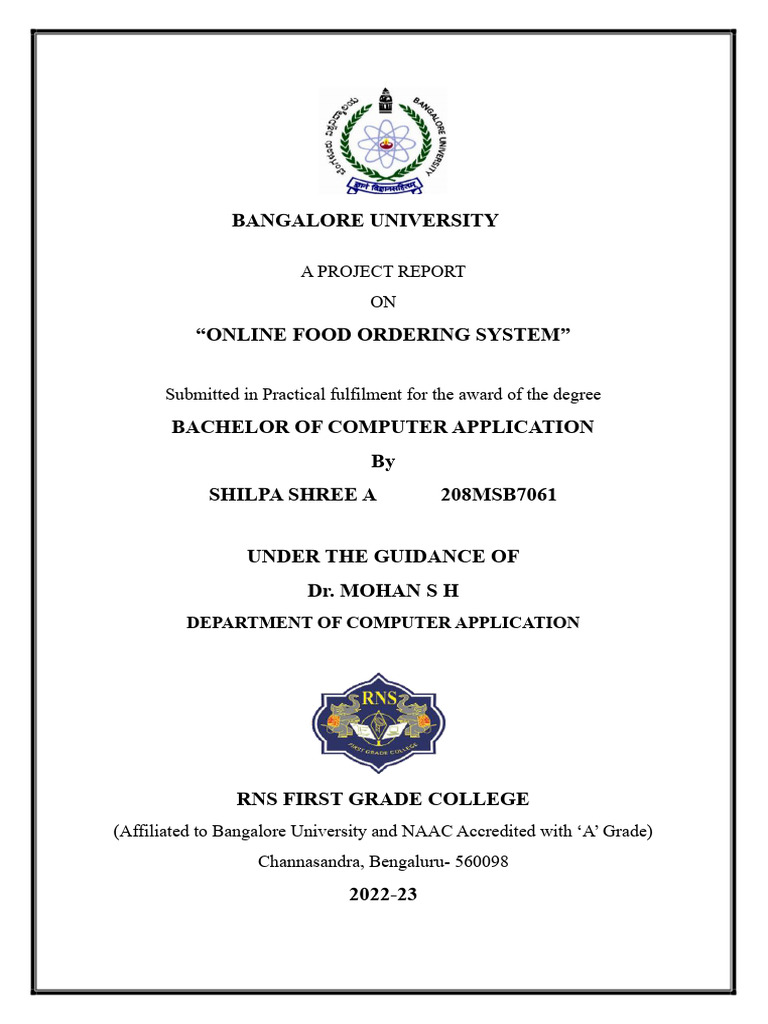 Online Food Ordering System Project | PDF