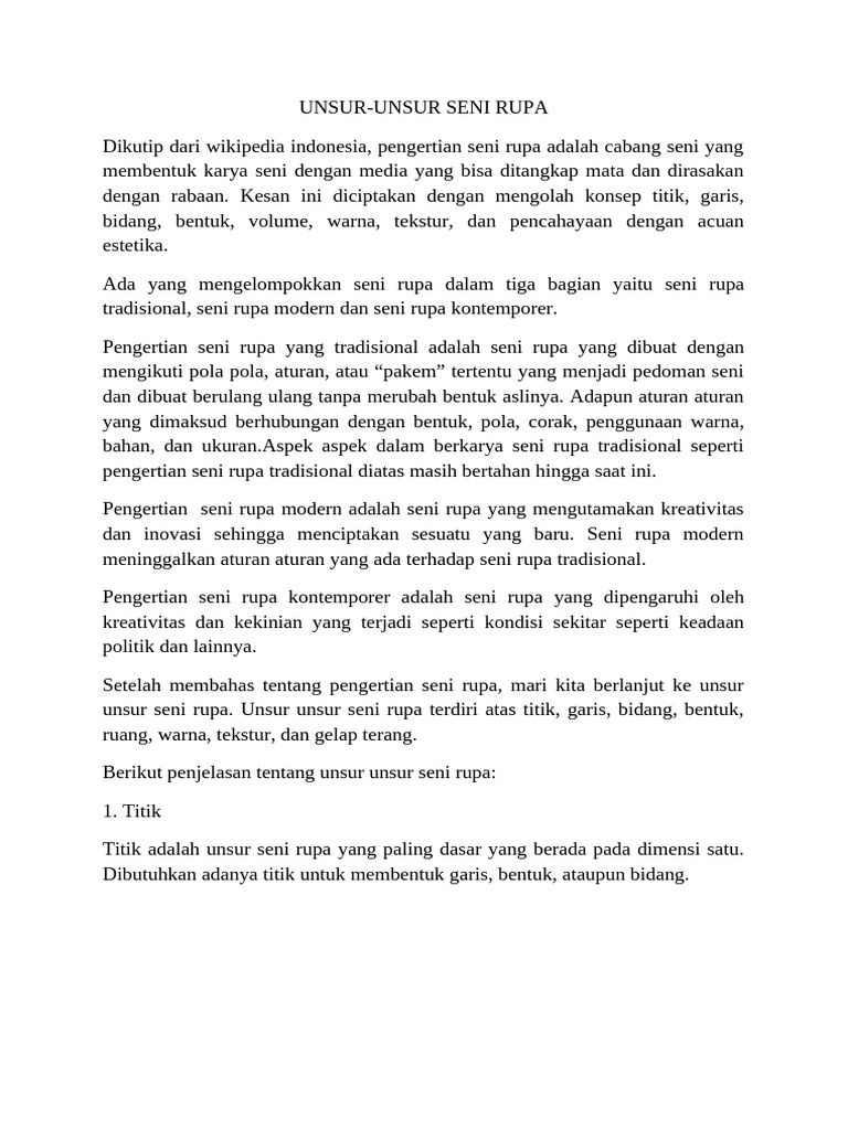 Unsur-unsur Dasar Seni Rupa | PDF