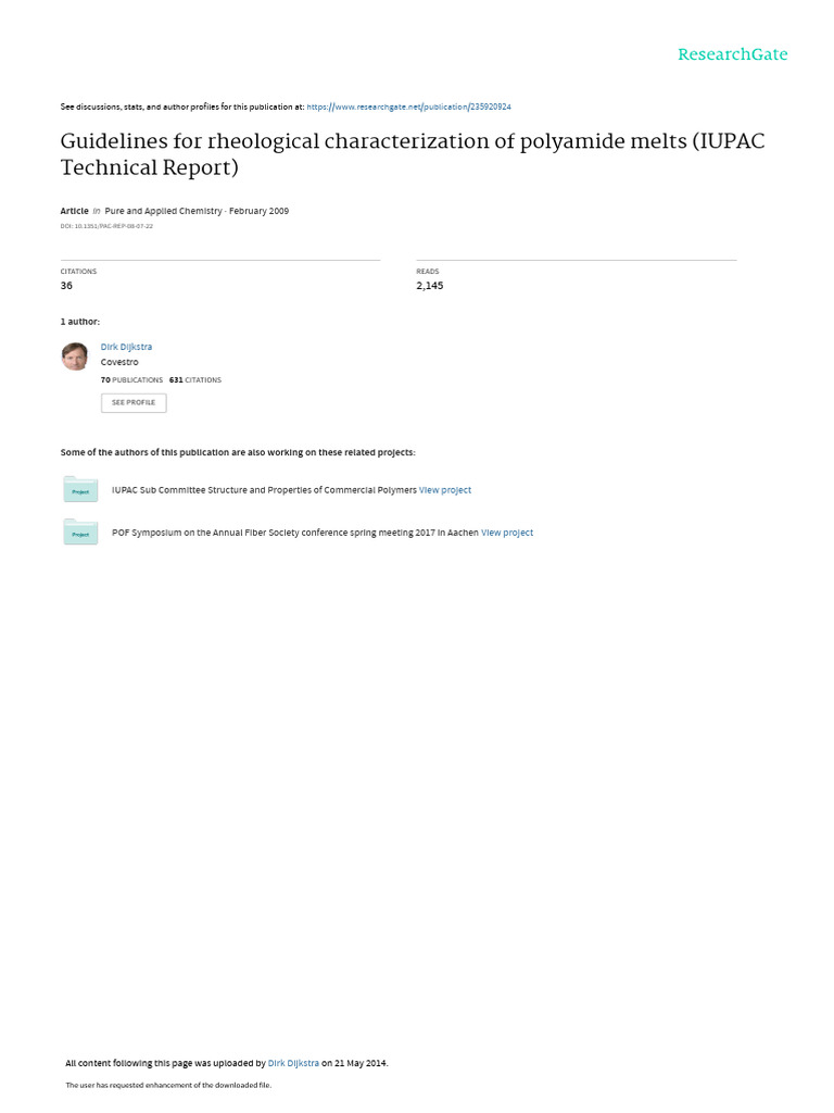 Guidelines For Rheological Characterization of Polyamide Melts | PDF ...