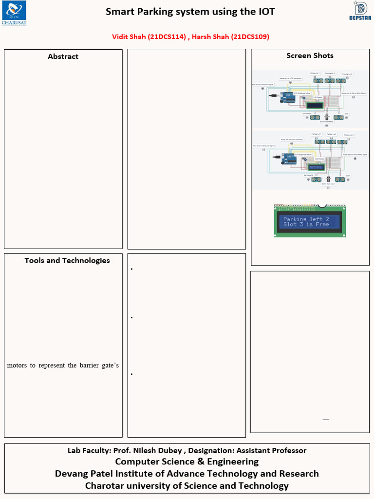 Smart Parking System VIDIT AND HARSH | PDF | Internet Of Things | Parking