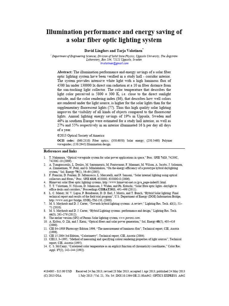 Illumination Performance and Energy Saving of A So | PDF | Lighting | Light