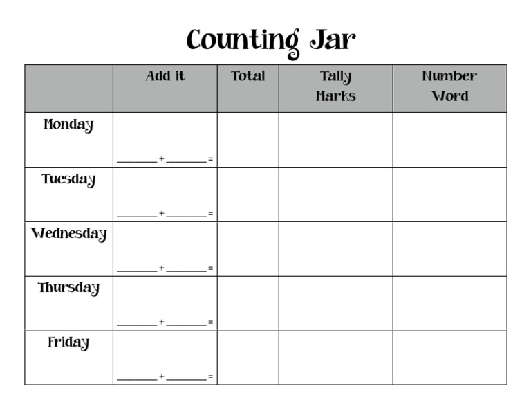 Daily Data Counting Jar | PDF