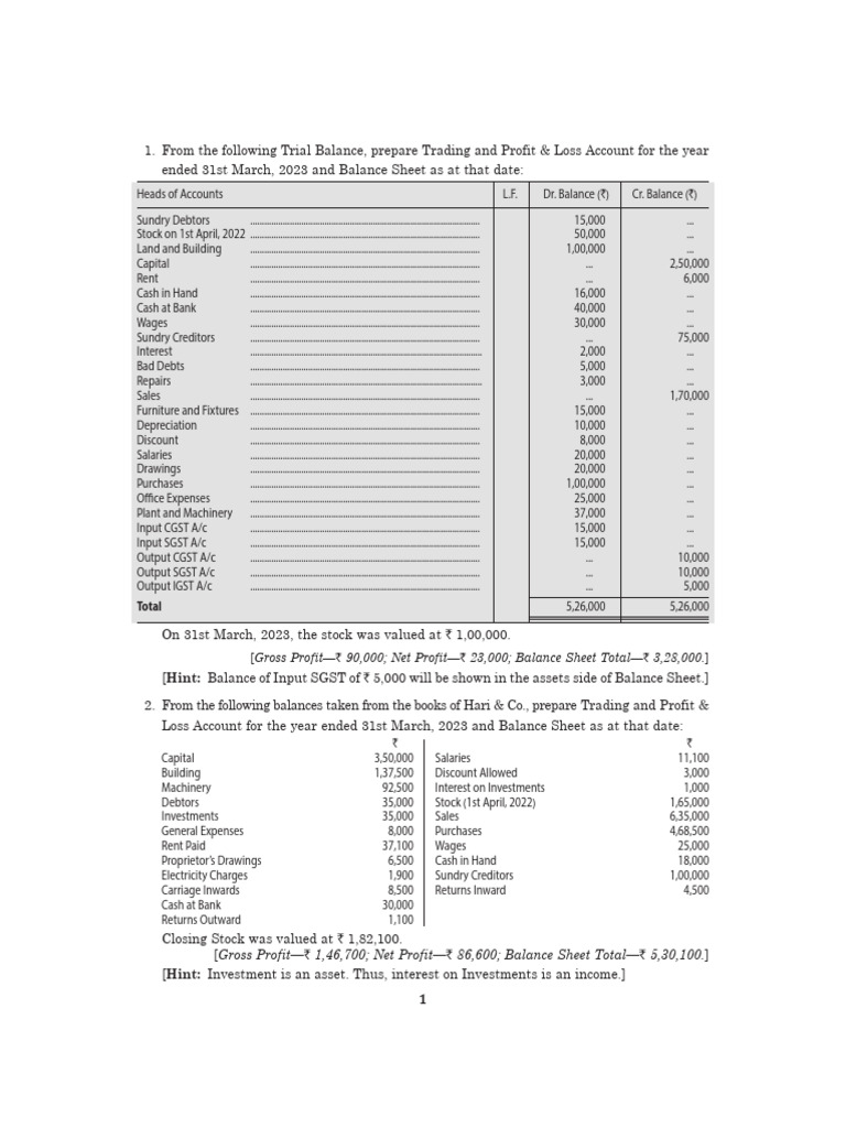 Additional Practical Problems-18 | PDF | Balance Sheet | Expense
