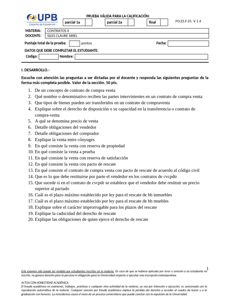 1741 Segundo Parcial | PDF | Derecho civil (sistema legal) | Ley de ...