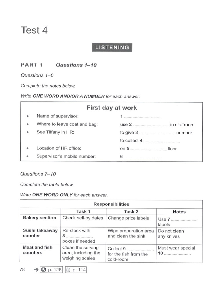 Listening Test 4 - CH A Bài | PDF