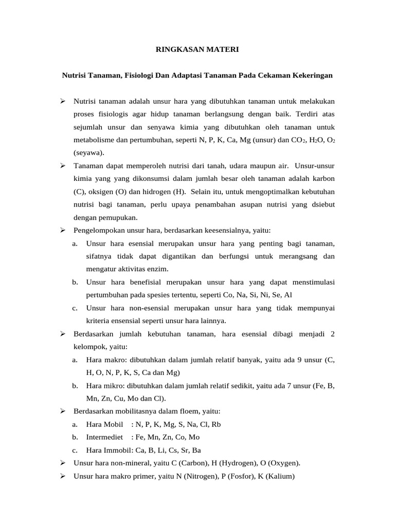 Nutrisi Dan Adaptasi Tanaman Kekeringan Pdf