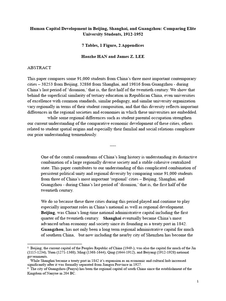 Human Capital Development in Beijing, Shanghai, and Guangzhou | PDF ...