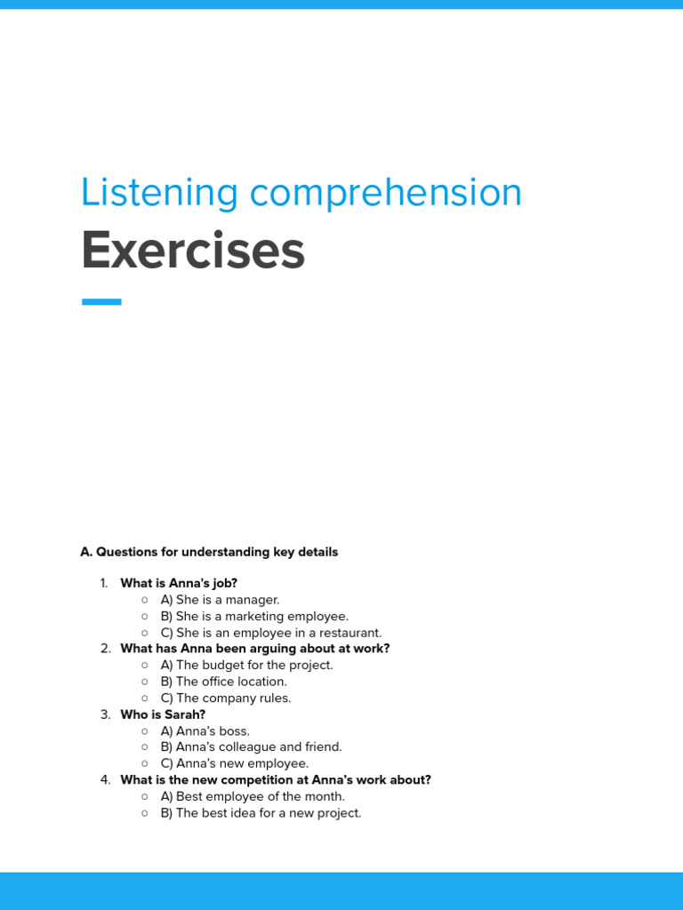 Listening Comprehension Exercises Guide | PDF