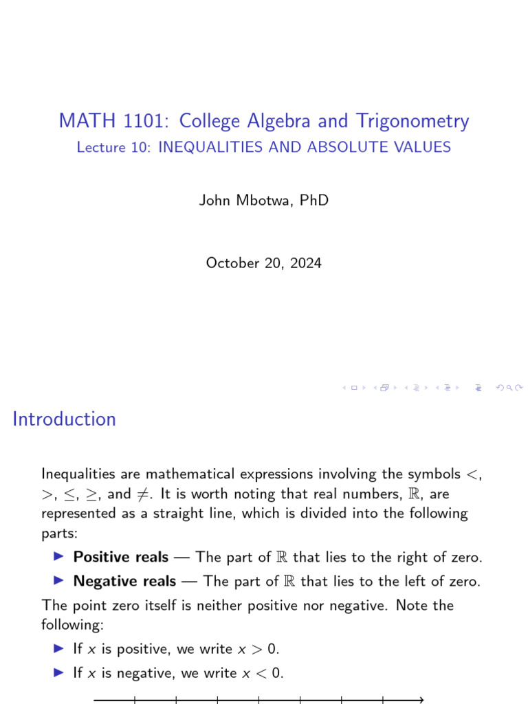 Lecture 10 | PDF | Inequality (Mathematics) | Mathematical Objects