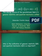 F (P - (E-M) ) ( (P+M) - E) : The Energy Source of The Gravitational Field (F) : General Relativity and Quantum Mechanics Unified