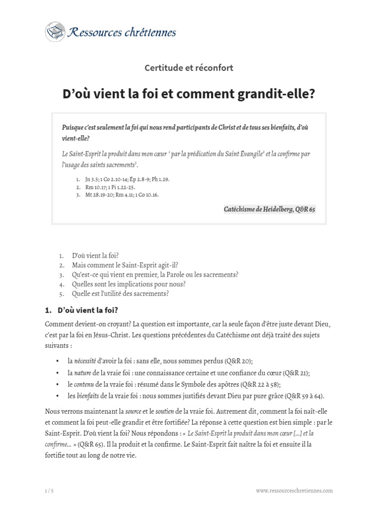 Origine et croissance de la foi | PDF | Saint-Esprit | Sacrement