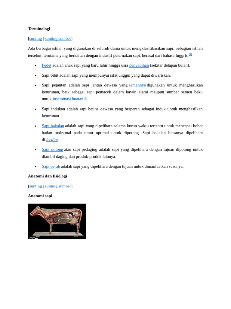 Terminologi dan Anatomi Sapi | PDF